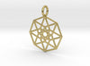 2D Hypercube 29mm-Pendants and Necklaces-Natural Brass-Sacred Geometry Web 3d printed jewellery