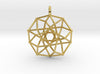 4D Archimedean Hyperform Toroidal Projection-Pendants and Necklaces-Polished Brass-Sacred Geometry Web 3d printed jewellery