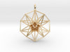 5D Hypercube Pendant - 3 Sizes 37mm / 42mm / 50mm-Mathematical Art-14k Gold Plated Brass-Sacred Geometry Web 3d printed jewellery