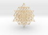 64 Tetrahedron Grid - 65mm-Mathematical Art-14k Gold Plated Brass-Sacred Geometry Web 3d printed geometric models