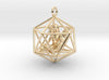 Angel in Icosahedron 35mm-Pendants and Necklaces-14k Gold Plated Brass-Sacred Geometry Web 3d printed jewellery