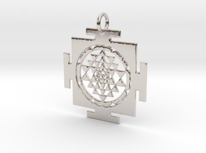 Sri Yantra Mandala large silver pendant Sacred Geometry Necklace